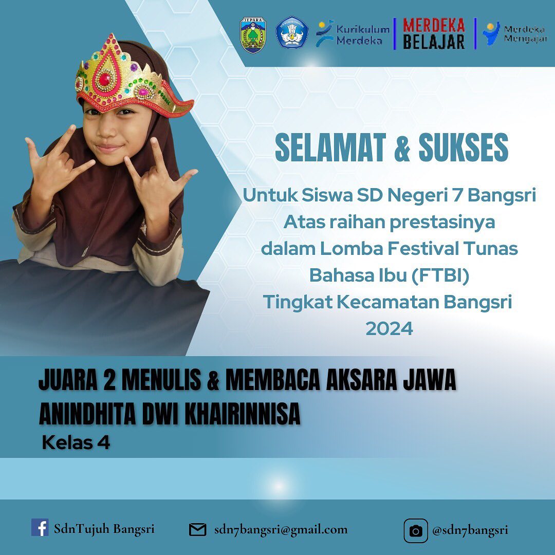 JUARA 2 MENULIS & MEMBACA AKSARA JAWA ANINDHITA DWI KHAIRINNISA